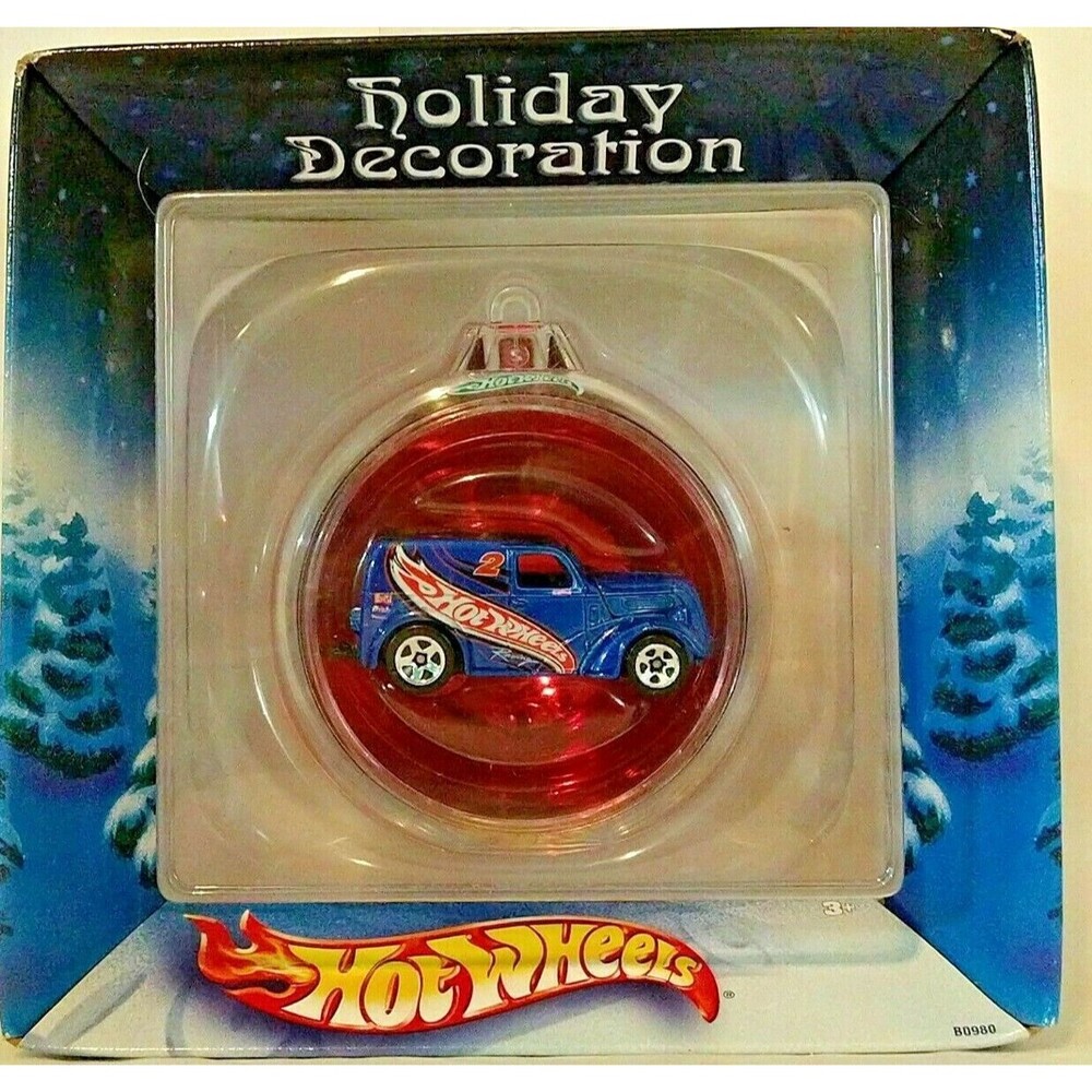Hot Wheels 2002 Holiday Decoration Red Bulb with Blue Ford Panel Van